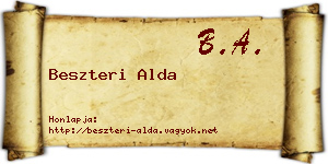 Beszteri Alda névjegykártya